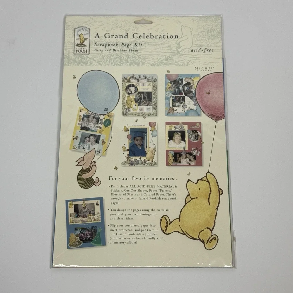 Classic Pooh Scrapbook Page Kit Lot Of 3 Baby/Party And Birthday/Everyday Themes